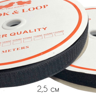 Липучка пришивна для одягу чорна 2.5 см фото