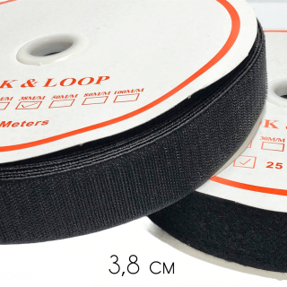 Липучка велкро чорна 3.8 см фото