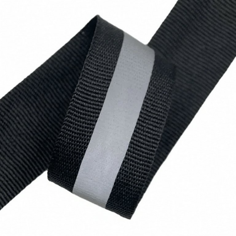 Репсова тасьма 2 см Світловідбивні елементи на чорній тасмі 2 см фото