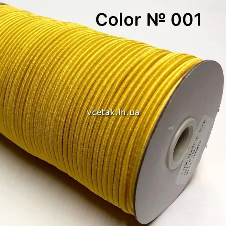 резинка шнур на одяг жовтого кольору діаметром 3 фото